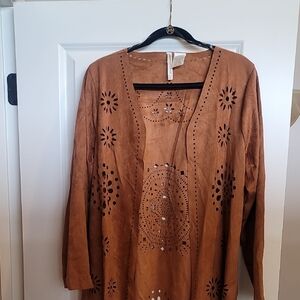 Southwestern Brown Laser Cut Tunic/Duster